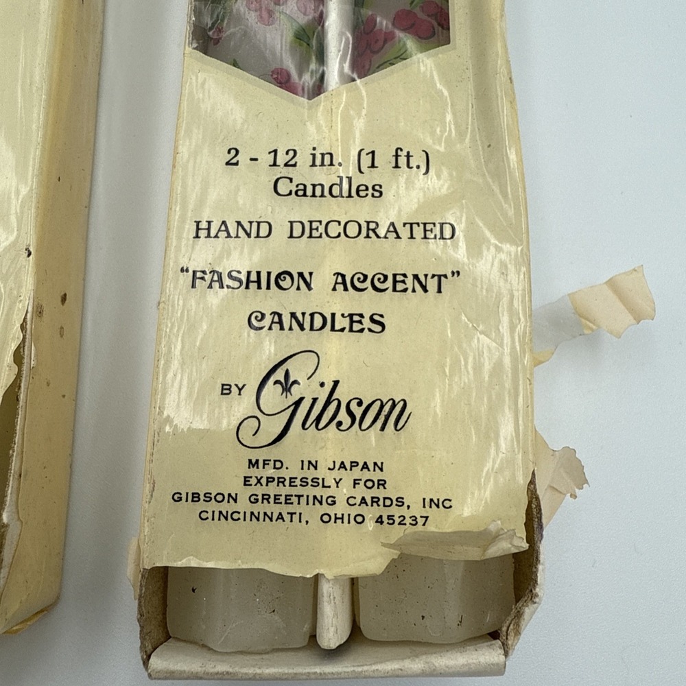 Four Vintage Taper‎ Candles Made In Japan Hand Decorated Gibson NOS - Picture 2 of 5